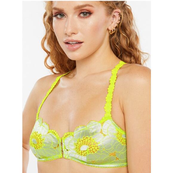 Savage X Fenty Perfect Poppies Lace Green Cross Back Unpadded Bralette XL - Picture 9 of 10